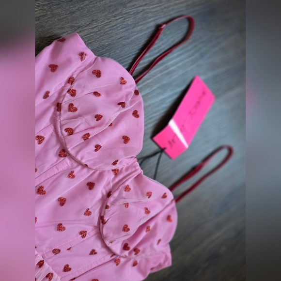 Betsey Johnson Pink Heart Tulle Tiered Dress - Picture 8 of 12